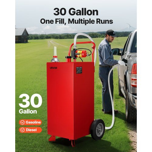 Brændstofvogn, 600x560x1120 mm, 30 gallon, elektrisk pumpe, bærbar opbevaring, kulstofstål