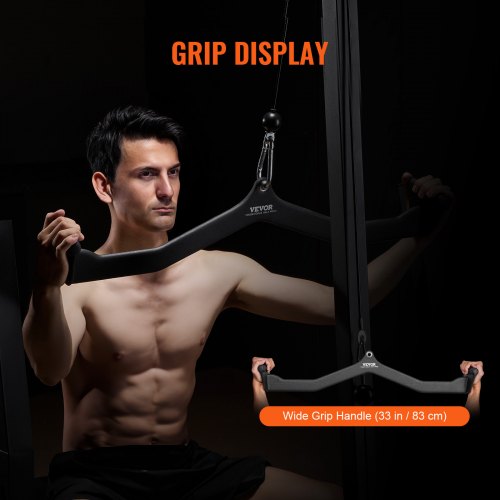 Lat Pulldown -lisäosa, kumipäällysteinen kahva, musta, teräs
