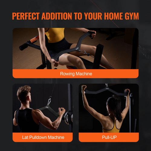 Lat Pulldown -lisäosa, kumipäällysteinen kahva, musta, teräs