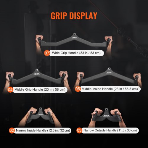 Lat Pulldown -lisäosapaketti, 5 osaa, musta, kiinteä teräs