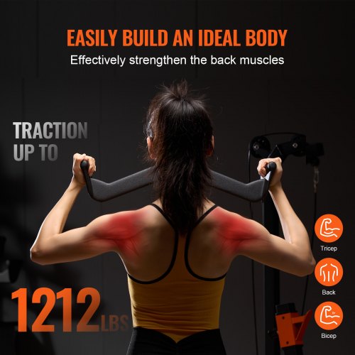 Lat Pulldown-tillbehörssats, 5 delar, svart, massivt stål