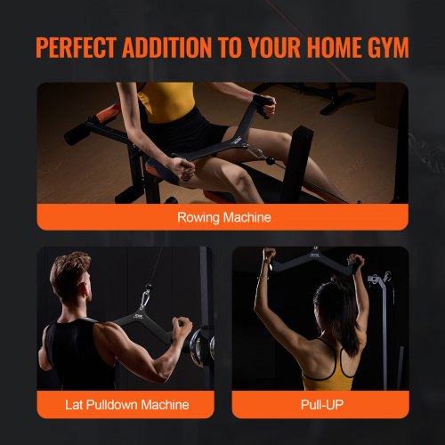 Lat Pulldown-tillbehörssats, 5 delar, svart, massivt stål