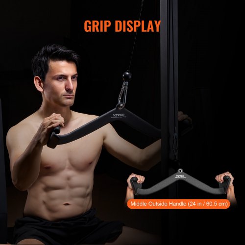 Lat Pulldown -tankokahva, kumipinnoitettu kahva, musta, kiinteä teräs