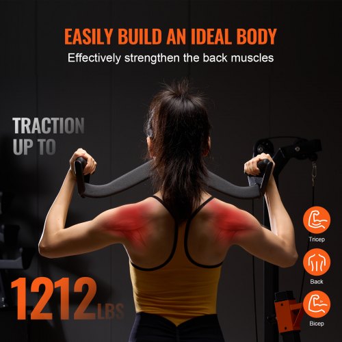 Lat Pulldown -tankokahva, kumipinnoitettu kahva, musta, kiinteä teräs