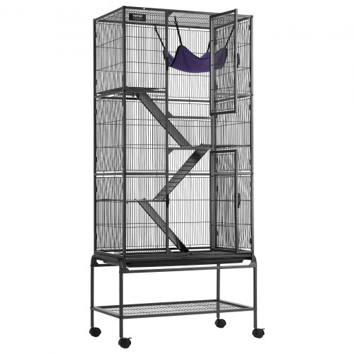 Smådyrsbur, 75,5x45,5x175,5 cm, Sort, Metal