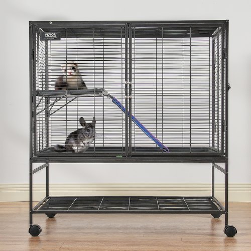 Smådyrsbur, 92x58x100 cm, Sort, Metal