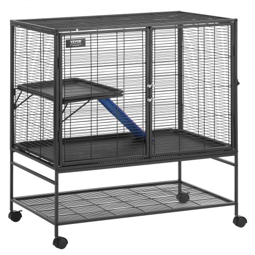 Smådyrsbur, 92x58x100 cm, Sort, Metal