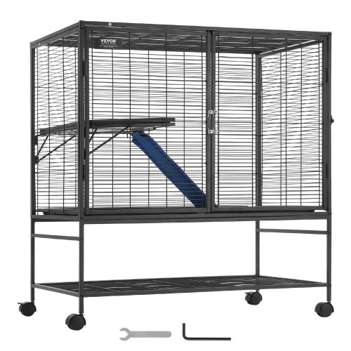 Smådyrsbur, 92x58x100 cm, Sort, Metal