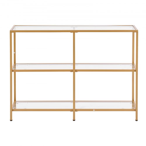 Konsolbord, 100x30x72,9 cm, Guld, Glas og Jern
