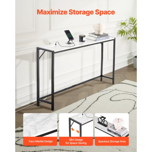 Konsolbord, 110x23,9x74,2 cm, Sort, Marmor, Opbevaring