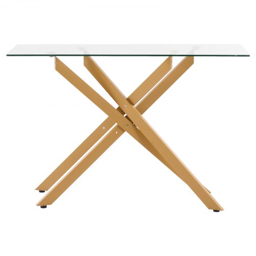Sofabord, 114.3x45.7x76.2 cm, Guld, Glas og Jern