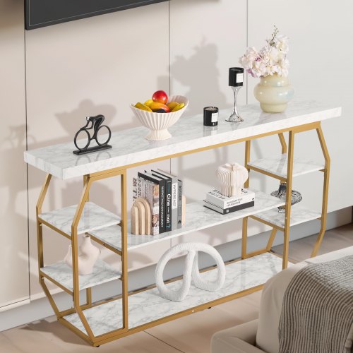 Konsolbord, 180x35x91 cm, Guld, Opbevaring