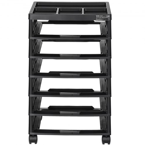 Rullende opbevaringsvogn, 6-lags stor kapacitetsorganisator, 36,2x40,5x68,5 cm, sort, PP-materiale
