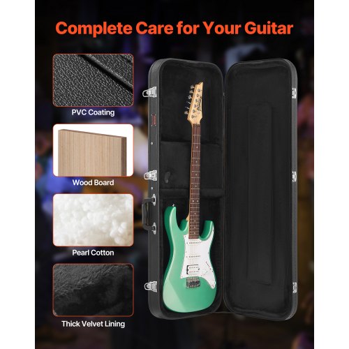 Elektrisk guitar hardcase 109,5 cm sort, med lås og nøgle, vandtæt