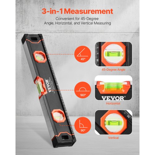 Level Set, 6-delt Torpedoniveau-sæt, 250x20.5x47 mm, Sort, Aluminium