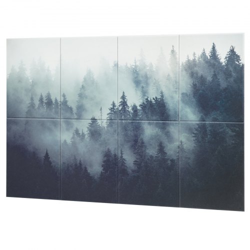 Akustikpaneler, 8-pak kunst lydisolerende vægfliser 160x60x1 cm, Skov, Polyesterfiber
