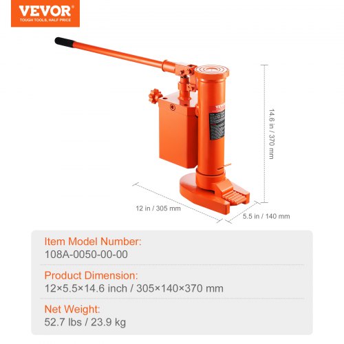 Hydraulisk tådonkraft, 305x140x370 mm, stål, løfteværktøj