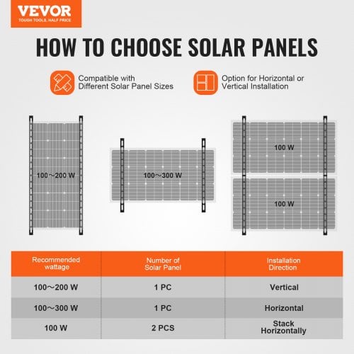 Solpanel monteringsbeslag, 104x104x54,5 cm, justerbar, aluminium