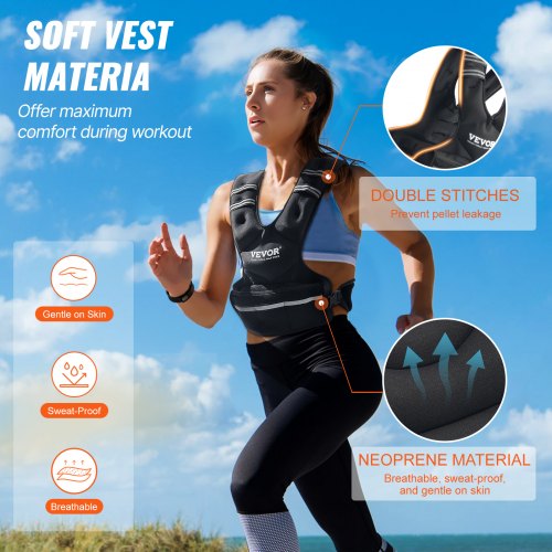 Vægtvest, Justerbar 9-14,5 kg, Sort, Neopren