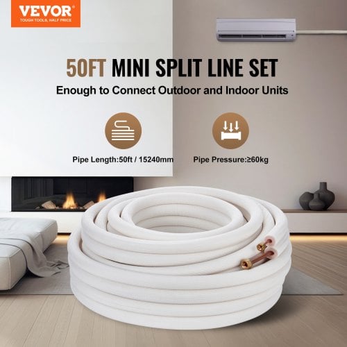 Mini Split Rørpakke, 515x515x160 mm, Kobber, Isoleret