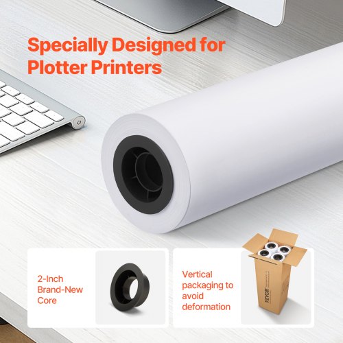 Plotterpapper rullar, 24x4570 cm, vit, bondpapper