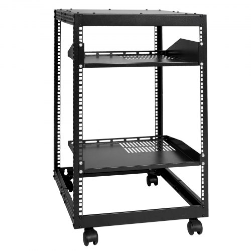 Server Rack, 15U Åben Ramme, 58,5x101,6 cm Justerbar Dybde, Sort, Metal