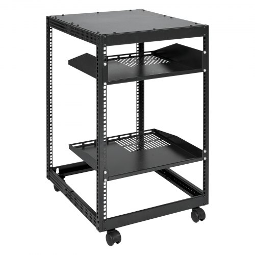 Server Rack, 15U Åben Ramme, 58,5x101,6 cm Justerbar Dybde, Sort, Metal