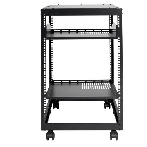 Server Rack, 15U Åben Ramme, 58,5x101,6 cm Justerbar Dybde, Sort, Metal