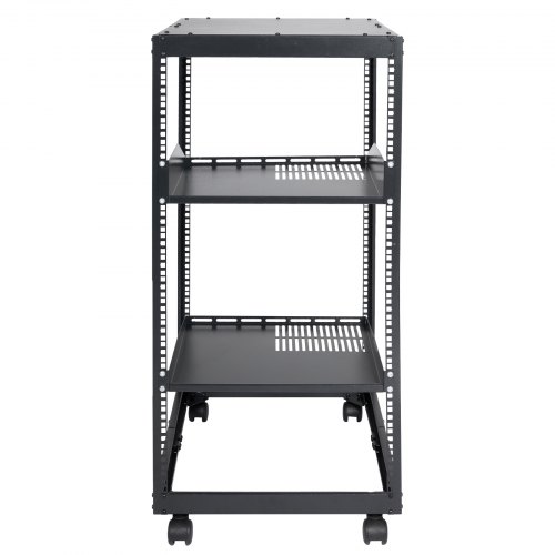 Server Rack, 20U Åben Ramme, 58,5x101,6 cm, Sort, Justerbar Dybde