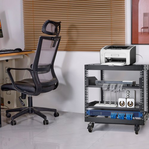 Server Rack, 9U 4-søjlet åbent stel, 58,4x101,6 cm justerbar dybde, stål