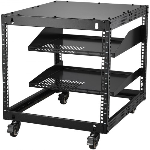 Server Rack, 9U 4-søjlet åbent stel, 58,4x101,6 cm justerbar dybde, stål