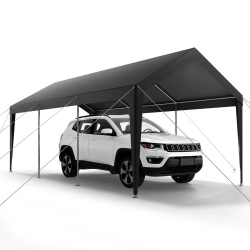 Carport, 305x609x287 cm, Grå, Galvaniseret stål, Udendørs opbevaring