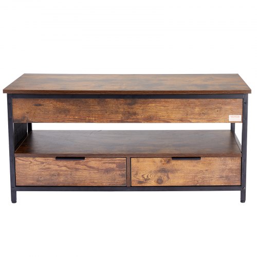 Sofabord, 100x49,8x48 cm, Brun, Justerbar opbevaring