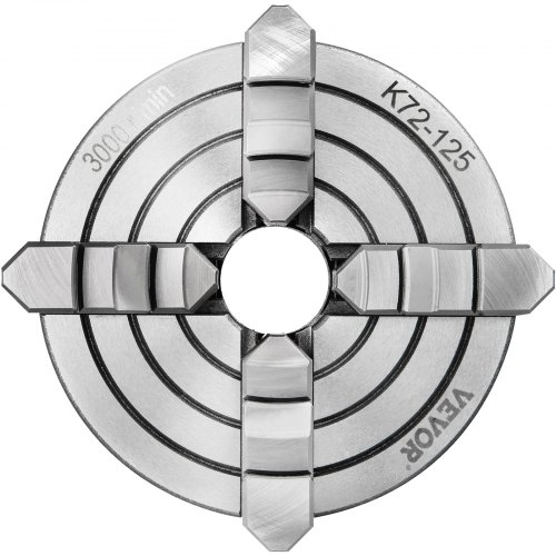 Drejebænkpatron K72-125, 12,5x12,5 cm, metal, 4-bakket, vendbar