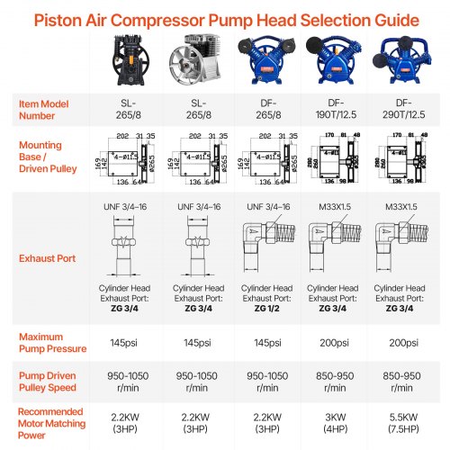 Luftkompressor pumpehoved, 300x265x335 mm, aluminium