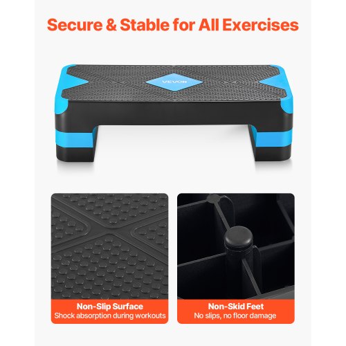 Aerobic Step Platform, 71x26,7 cm, Blå, Justerbar Fitness