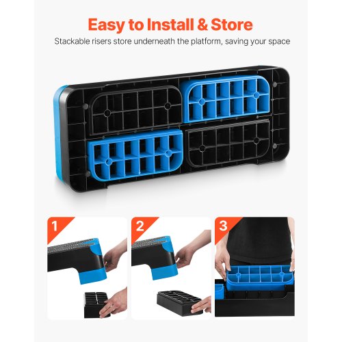 Aerobic Step Platform, 71x26,7 cm, Blå, Justerbar Fitness