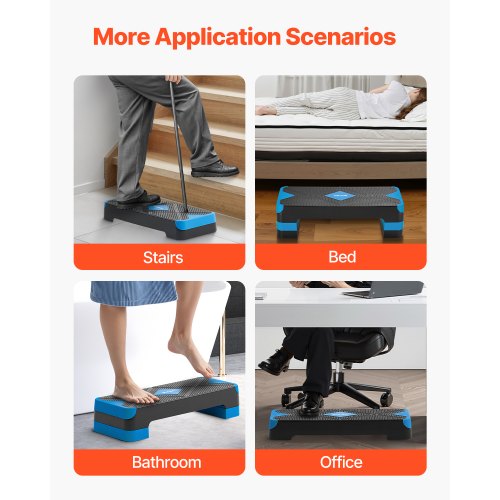 Aerobic Step Platform, 71x26,7 cm, Blå, Justerbar Fitness