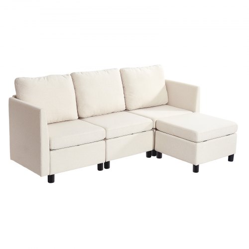 Sektionssofa, Modulopbygget 3-personers sofa med opbevaring, 199x69x68 cm, Beige