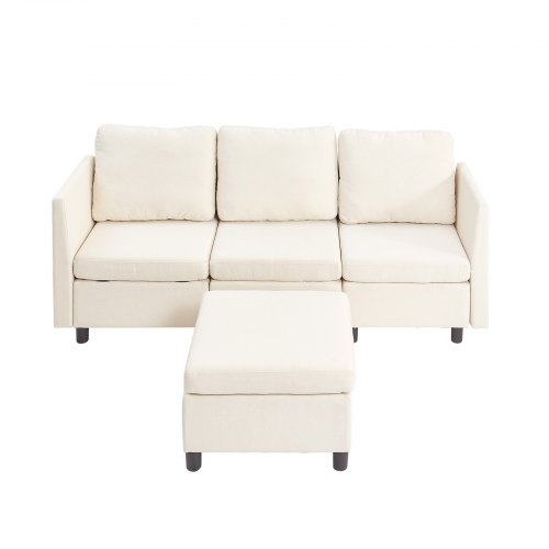 Sektionssofa, Modulopbygget 3-personers sofa med opbevaring, 199x69x68 cm, Beige