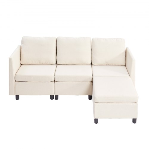 Sektionssofa, Modulopbygget 3-personers sofa med opbevaring, 199x69x68 cm, Beige