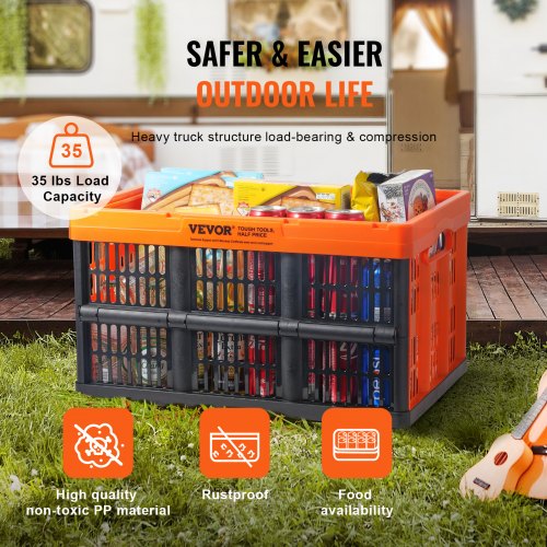 Opbevaringskurv, 52,5x35,5x30 cm, Sort, Plastik, Sammenklappelig Stabelbar Opbevaring