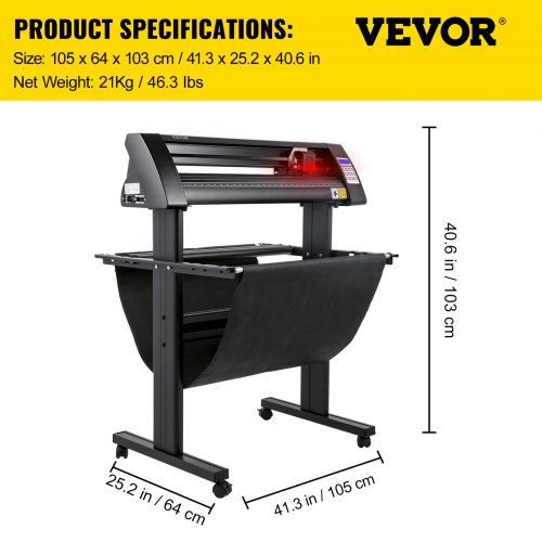 Vinylskærer, 870 mm skærebredde, LED-display, 105x64x103 cm, aluminium