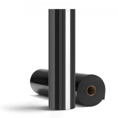 Varmeoverførselsvinylrulle, 30,5x2133,6 cm, Sort, Blank finish