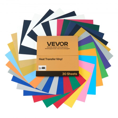 Varmeoverførselsvinyl, 30-pak, 30,5x30,5 cm, flerfarvet, PVC
