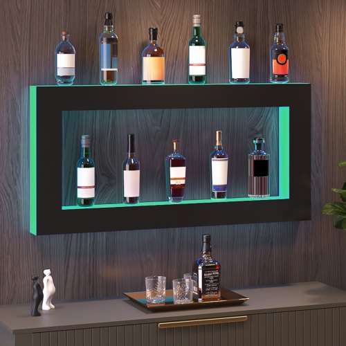 LED-valaistu pulloteline, 1210x600x114 mm, monivärinen, akryyli