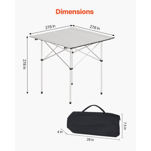 Fällbart campingbord, 70x70x70 cm, Silver, Aluminium