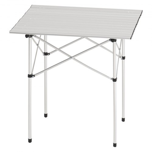 Sammenklappeligt campingbord, 70x70x70 cm, sølv, aluminium