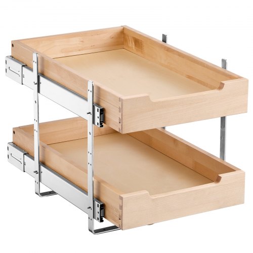 Skabsorganisator, 2-lags udtræk med soft close-skuffe, 35,6x53,3 cm, træ
