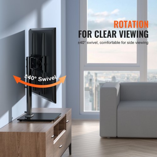 TV-bord, Drejelig universel gulv-TV-stand 43,5x26x67 cm, Justerbar, Hærdet glas